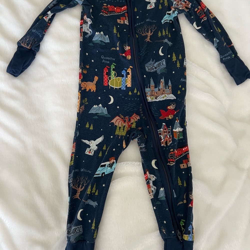 Little Sleepies Kids Footie Pajama - Navy with Harry Potter design
